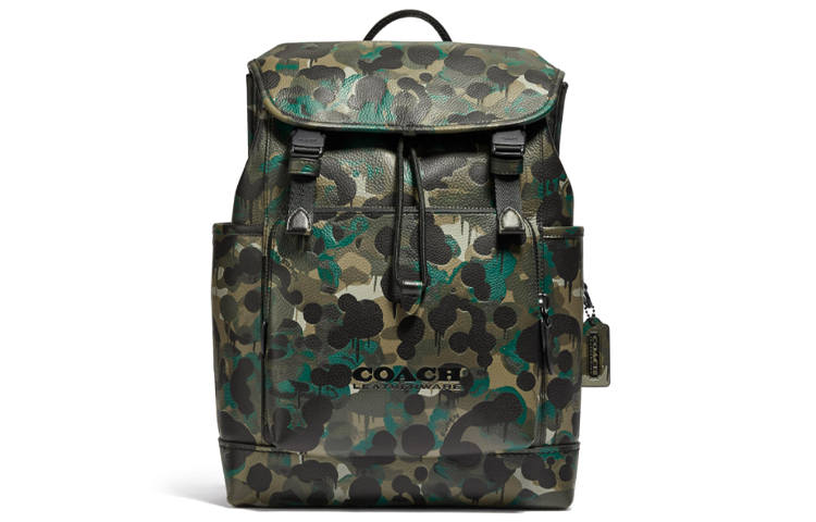 COACH COACH Pebbled Leather Backpack Large Men's Camouflage