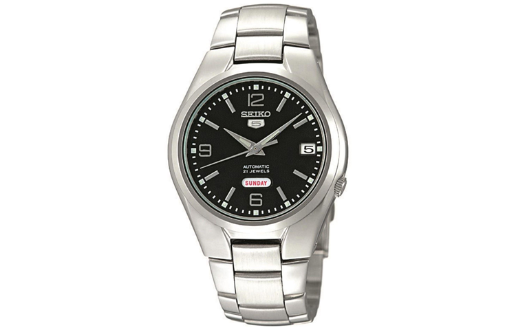SEIKO SEIKO5 Automatic Mechanical Movement Stainless Steel Strap Watch Unisex Black Dial
