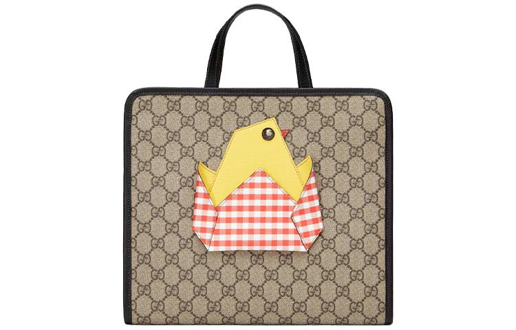 GUCCI Canvas With Leather Canvas Bag, Tote Bag, Shopping Bag, Handbag, Kids' Bag Kids' Ebony