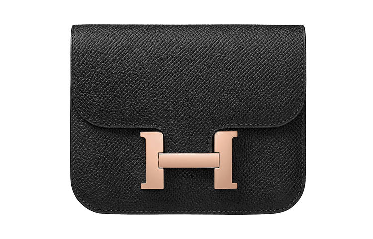 HERMES Constance Slim Rose Gold Buckle Epsom Calfskin Kangkang Bag Wallet Fanny Pack Regular Women's Noir Black