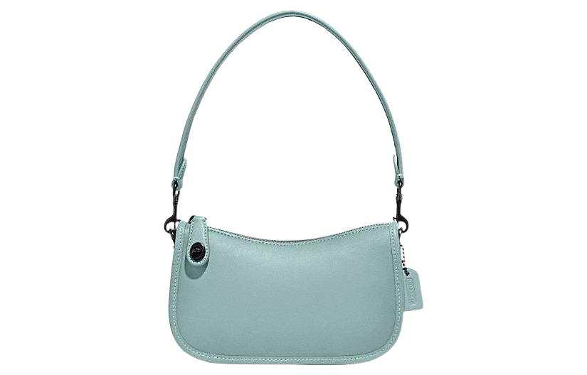 COACH Cow Leather Crescent Bag, Pochette, Shoulder Bag, Handbag, Shoulder Bag Women's Mint Green