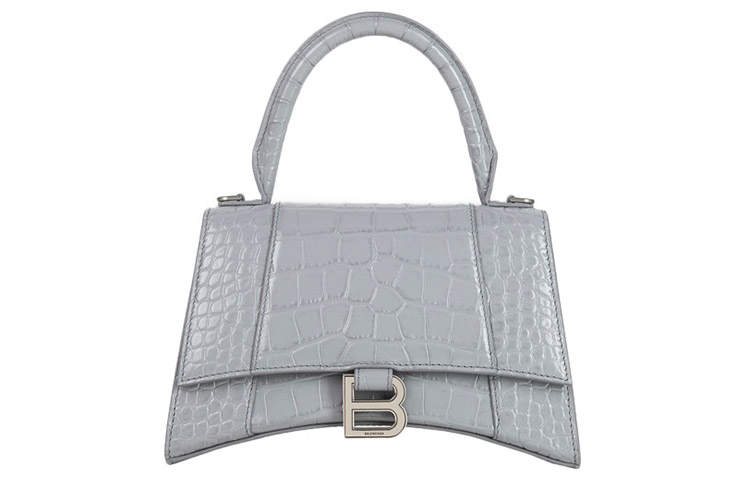 Balenciaga Hourglass Calfskin Hourglass Bag, Portable Crossbody Bag, Shoulder Bag Small Women's Elephant Gray