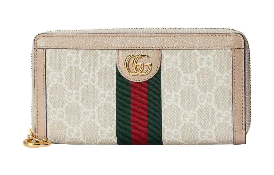 GUCCI Ophidia Canvas Wallet Women's White/Pink