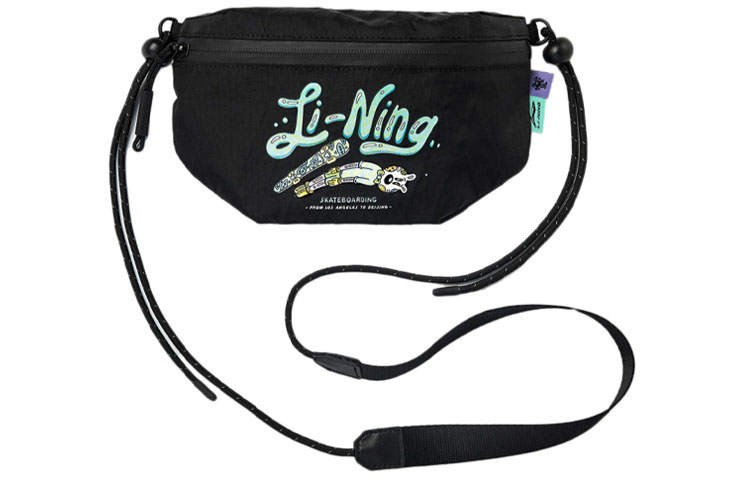 Li-Ning Li Ning Steven Harrington Collaboration Sports Trendy Zip Closure Zip Closure Fabric Crossbody Bag Unisex Black