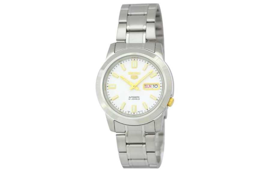 SEIKO Waterproof Quartz Movement Stainless Steel Strap Watch 39mm Men's Watches White Dial