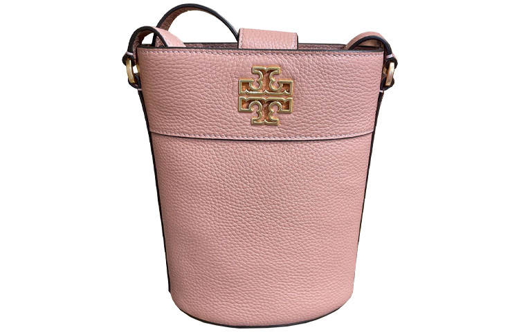 TORY BURCH Britten Adjustable Strap Leather Bucket Bag, Shoulder Bag Women's Pink