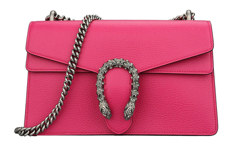 GUCCI Leather Wine God Single Shoulder, Crossbody Bag Small Women's Fuchsia
