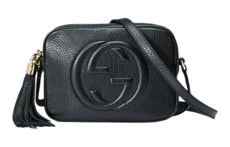 GUCCI Soho Cow Leather Camera Bag, Shoulder Bag, Crossbody Bag Small Women's Black