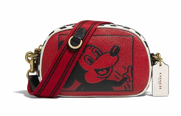 COACH Disney X Keith Haring Collaboration Camera Leather Camera Bag, Shoulder Bag, Crossbody Bag Small Women's