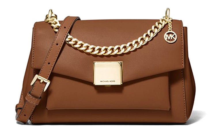 MICHAEL KORS Lita Leather Handbag, Crossbody Bag Medium Women's Brown