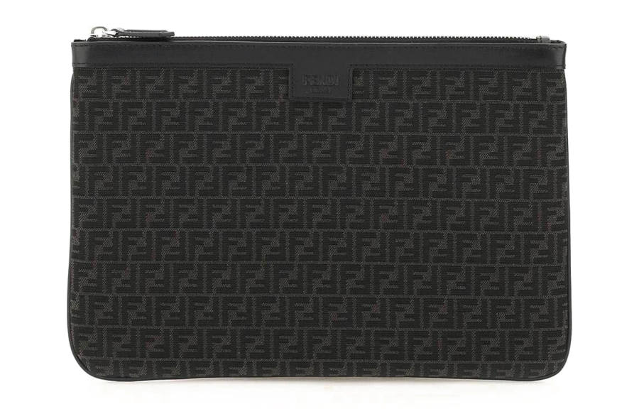 FENDI Cow Leather Clutch Men's Black