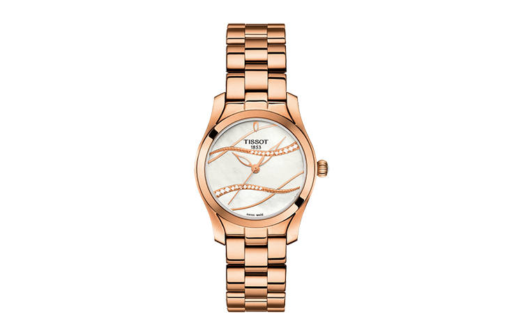 TISSOT Wave Collection Quartz Movement 30m Waterproof Women's Watch 30mm White Dial Stainless Steel Case