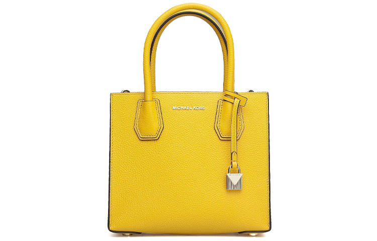 MICHAEL KORS Mercer Cow Leather Trunk Bag, Handbag, Shoulder Bag, Crossbody Bag Small Women's Bright Yellow