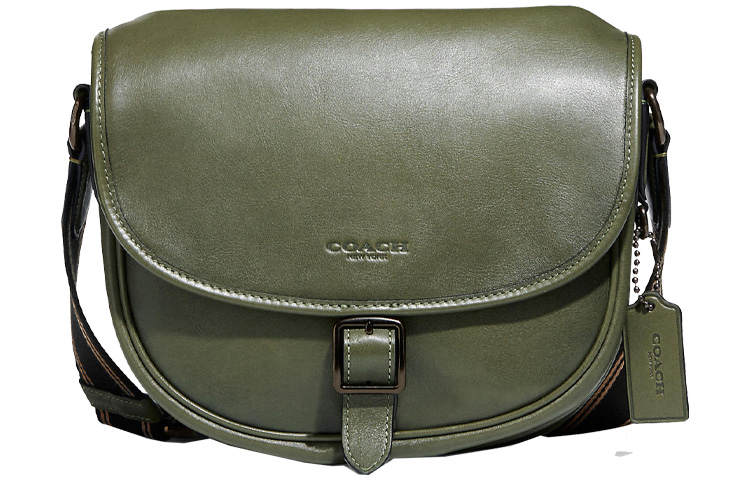 COACH Hitch Calfskin Shoulder Bag, Crossbody Bag Medium Women's Cameo Brown Green
