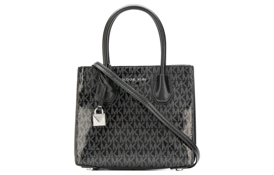 MICHAEL KORS Mercer Cow Leather Trunk Bag, Handbag, Shoulder Bag, Crossbody Bag Women's Black