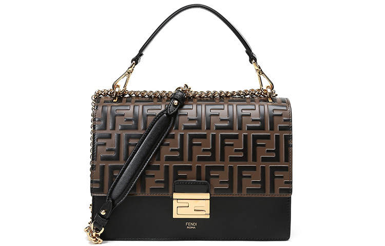 FENDI Kan I Leather Trunk Bag, Crossbody Bag, Handbag, Shoulder Bag Regular Women's