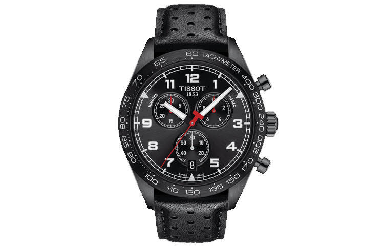 TISSOT 516 Quartz Movement Men's Watches Watch 45mm Black Dial Stainless Steel Case Leather Strap