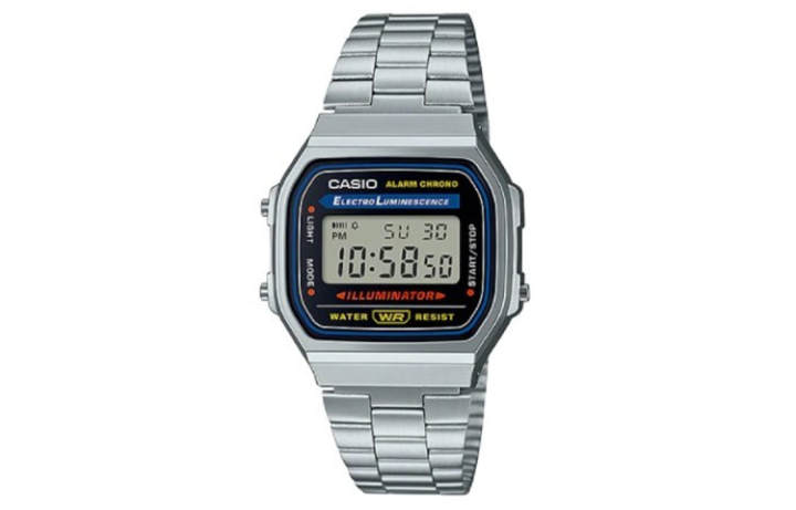 CASIO CASIO VINTAGE A168 Block Quartz Movement Stainless Steel Strap Watch Men's Watches Silver Dial
