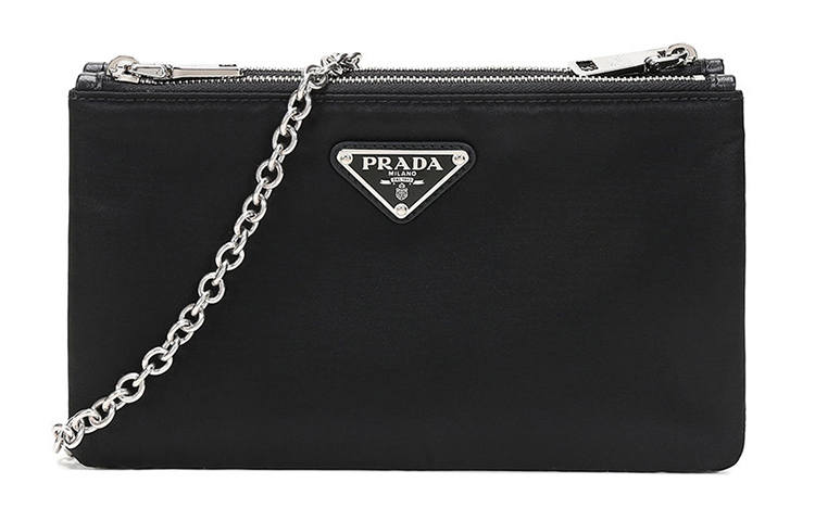 PRADA Fabric Clutch, Crossbody Bag, Shoulder Bag Women's Black