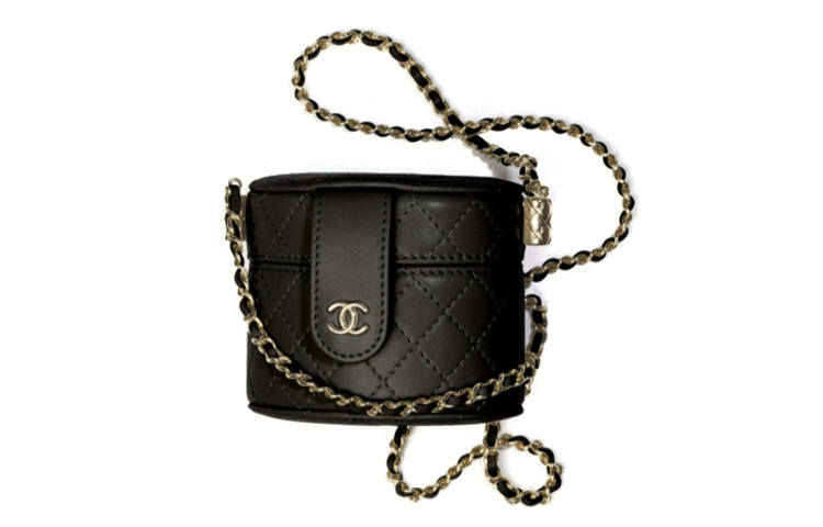CHANEL Grain Embossed Lambskin Cylinder Bag, Makeup Bag, Handbag, Shoulder Bag, Crossbody Bag Women's Black