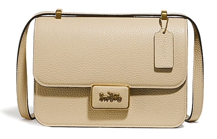COACH Alie Soft Pebbled Leather Messenger Bag, Small Square Bag, Crossbody Bag, Shoulder Bag Women's Light Yellow