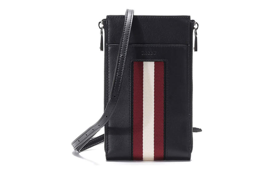 BALLY Fabric Cell Phone Pouch, Crossbody Bag, Shoulder Bag Men's Black