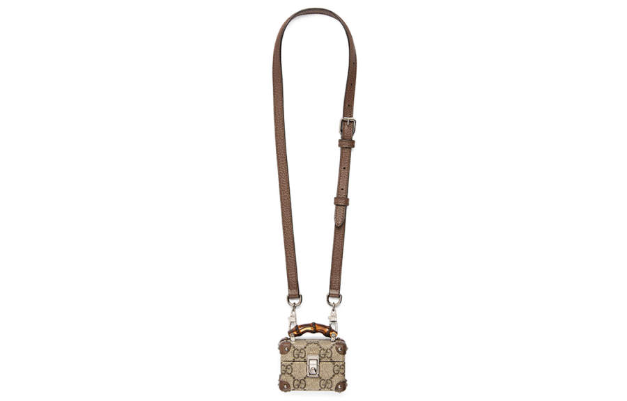 GUCCI Canvas Shoulder Bag, Crossbody Bag, Necklace Pouch, Earphone Case Unisex Beige/Ebony