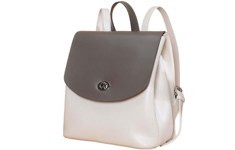 LOLLiPOPS Cow Leather Girlfriend Backpack Women's Gray & White
