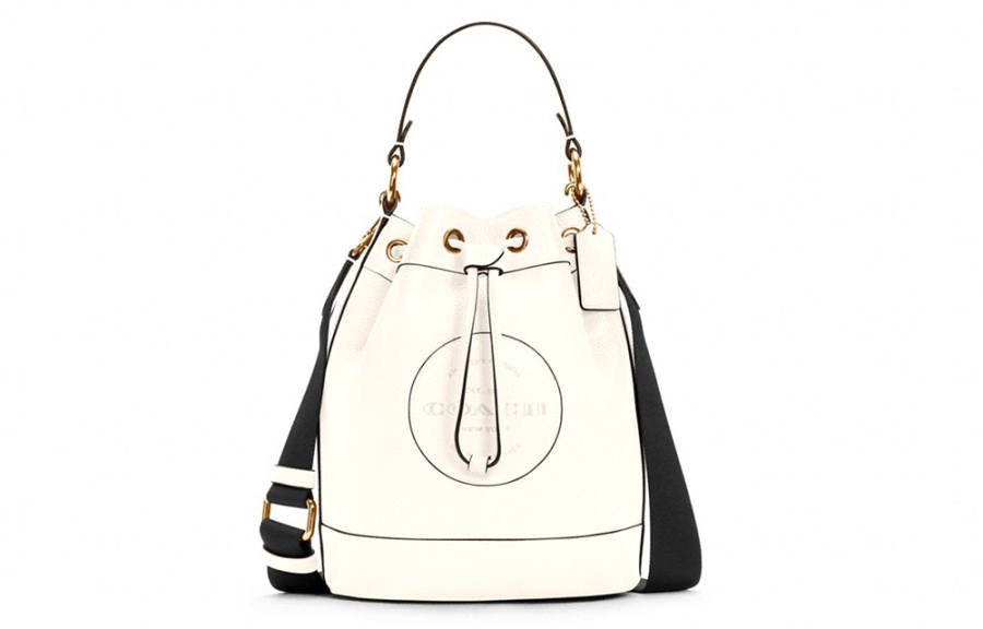 COACH Dempsey Cow Leather Bucket Bag, Crossbody, One Shoulder Handbag Small Women's White