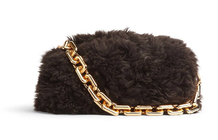 Bottega Veneta Sheepskin Clutch Women's Dark Brown