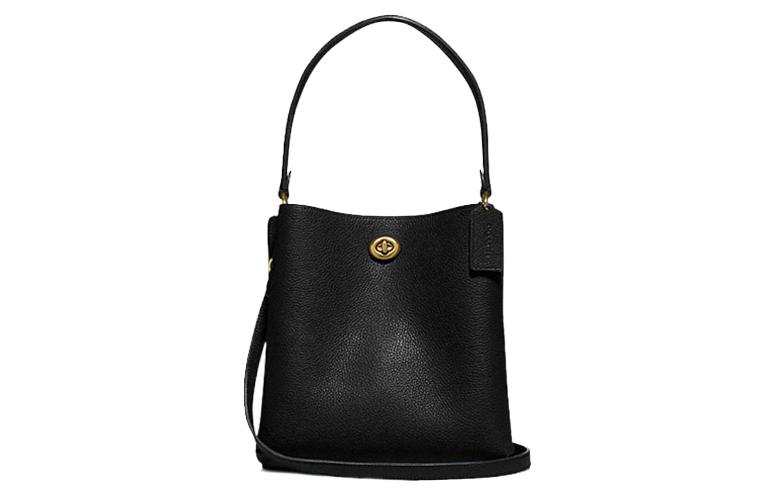 COACH Charlie Leather Bucket Bag, Handbag, Crossbody Bag, Shoulder Bag Women's Black