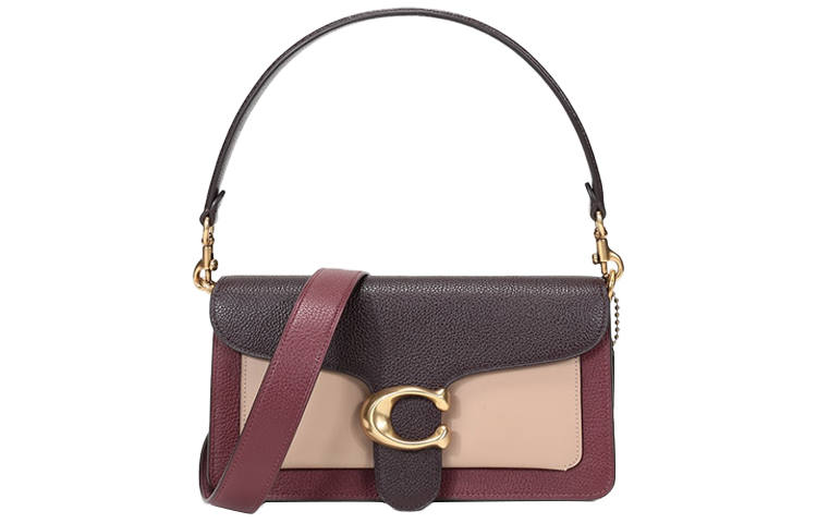 COACH Tabby Leather Shoulder Bag, Crossbody Bag, Shoulder Bag Women's Cherries Dark Red Beige