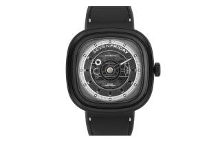 SEVENFRIDAY T Series Automatic Mechanical Movement Unisex Watch 45.6mm Black Dial Cow Leather Strap