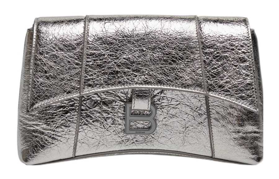 Balenciaga Downtown Sheepskin Crossbody Bag, Shoulder Bag Mini Women's Silver