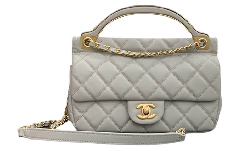 CHANEL Lambskin Flap Bag Hanger, Shoulder Bag, Crossbody Bag Small Women's Gray