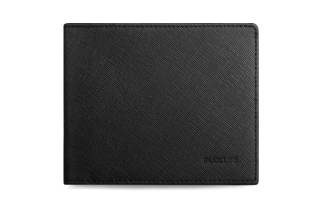 INJOYLIFE Cross Grain Genuine Leather Wallet Men's Black
