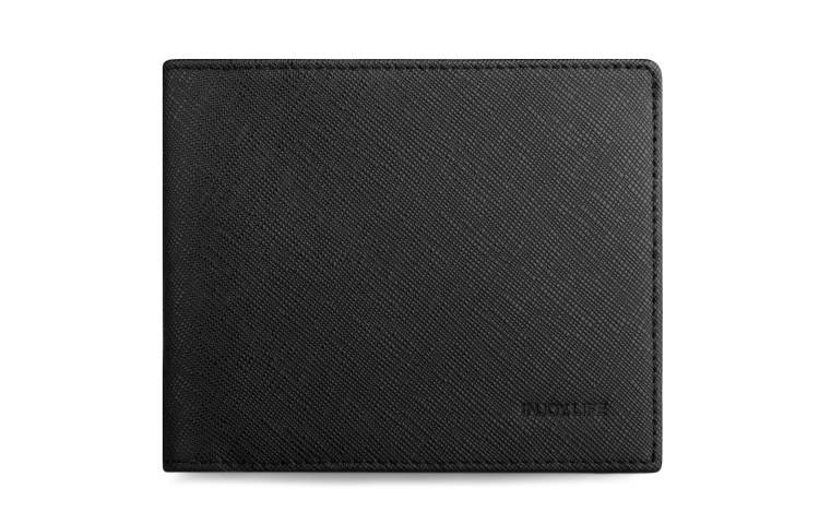 INJOYLIFE Cross Grain Genuine Leather Wallet Men's Black
