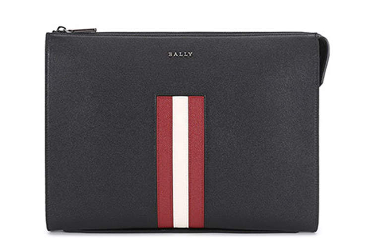 BALLY 【Previous Season】stripe-detail leather clutch