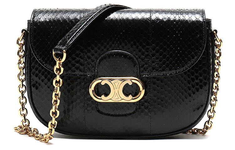 CELINE Triomphe Leather Chain Bag, Crossbody Bag, Shoulder Bag Women's Black