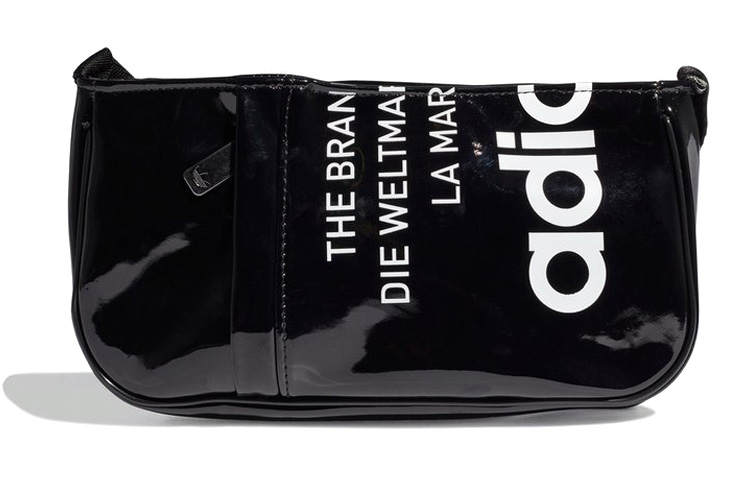 Adidas Originals Trefoil Patent Leather Shoulder Bag, Clutch, Handbag, Shoulder Bag Unisex Black