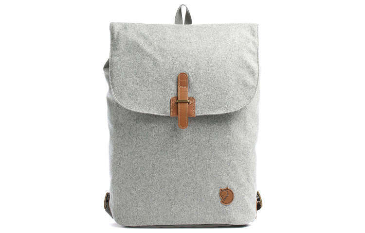 Fjallraven Melton Recycled Wool Material With Natural Leather Detail Backpack Unisex Granite Gray