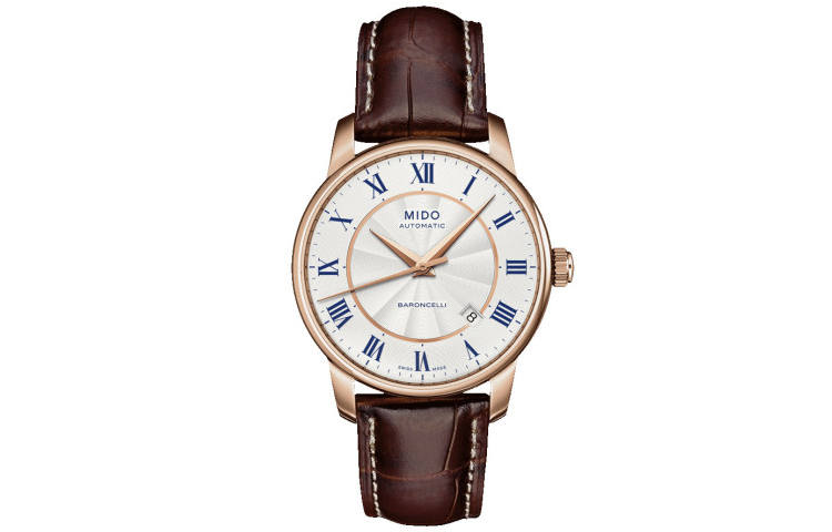 MIDO Baroncelli Automatic Mechanical Movement 50m Waterproof Men's Watches Watch Silver Dial Leather Strap