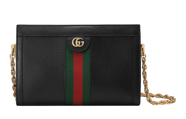 GUCCI Ophidia Leather With Fabric Shoulder Bag, Crossbody Bag Small Women's Black