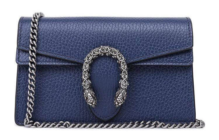 GUCCI Dionysus Leather Shoulder Bag, Crossbody Bag Extra Mini Women's Dark Blue
