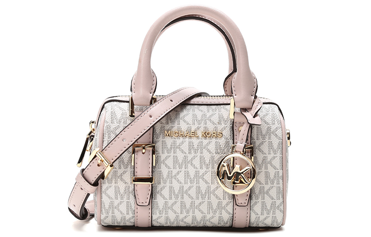 MICHAEL KORS Bedford Artificial Leather Handbag Mini Women's Vanilla White/Nude Pink