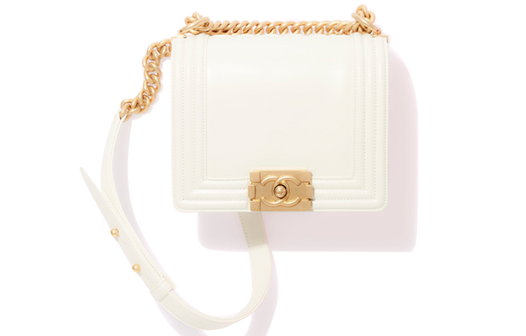 CHANEL Leboy Leather Shoulder Bag, Crossbody Bag Mini Women's White