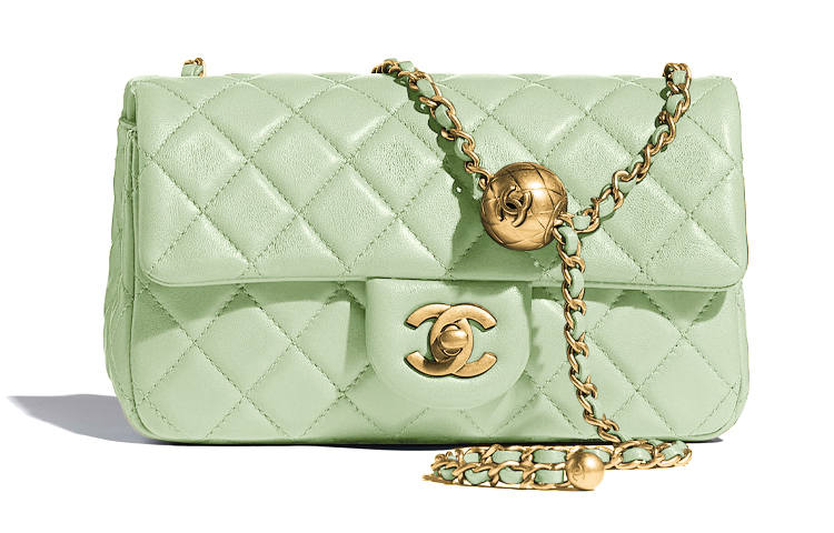 CHANEL Classic Flap CF22C Early Spring Leather Shoulder Bag, Crossbody Bag Mini Women's Mint Green