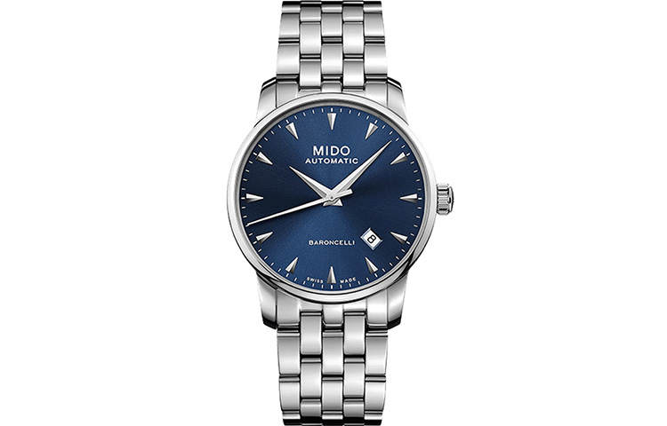 MIDO Automatic Mechanical Movement 50m Waterproof Men's Watch 38mm Blue Dial Stainless Steel Case