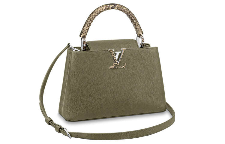 LOUIS VUITTON LOUIS VUITTON Capucines Wide Python Skin Handbag Regular Women's Green