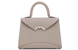 Moynat Cow Leather One Shoulder Clutch Handbag Unisex Gray